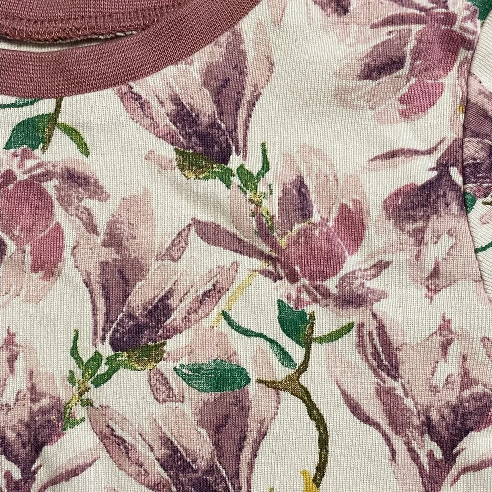 Burt's Bees Mauve and Green Floral Long Sleeve Tee size 4T